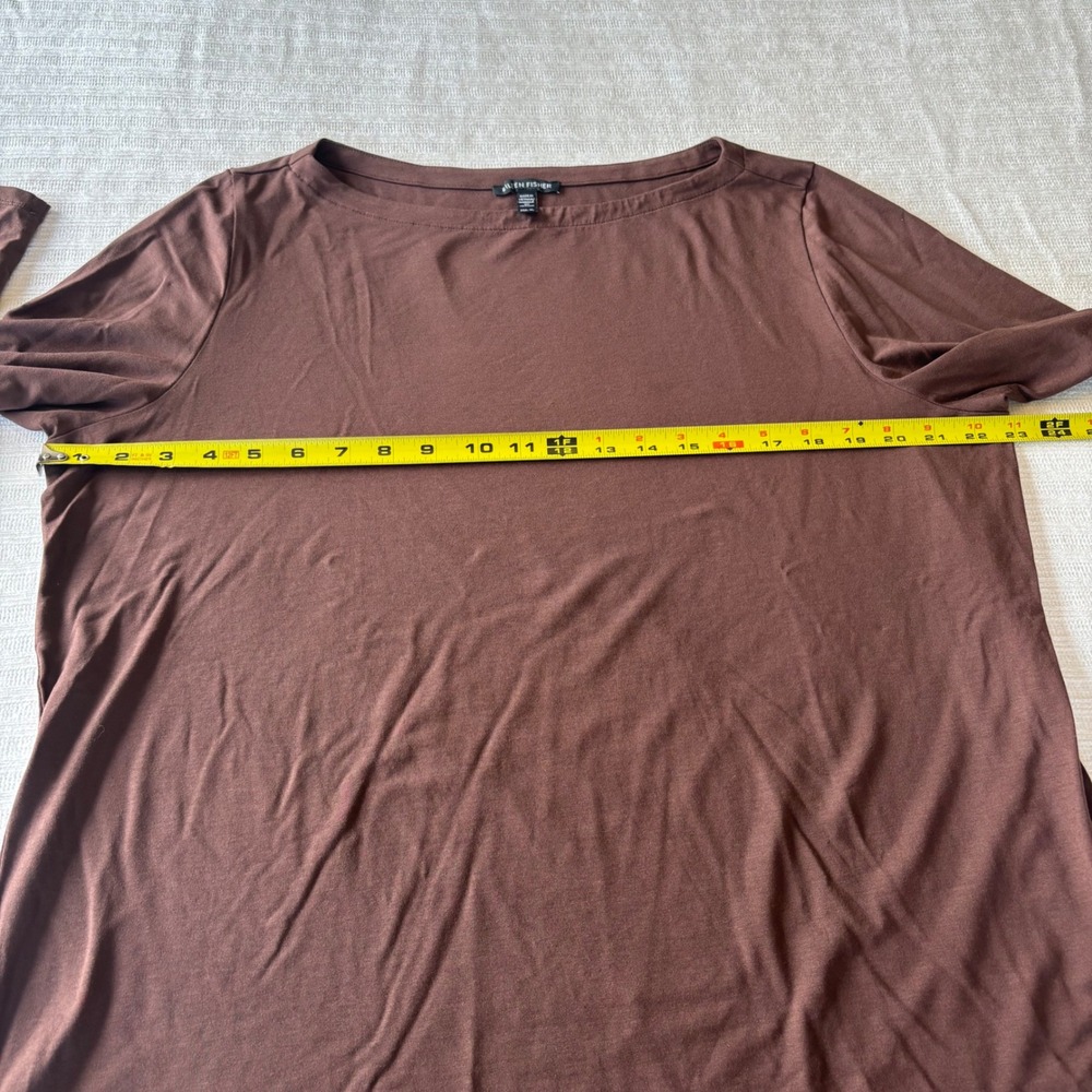 Eileen Fisher Brown Tencel Lyocell Boat Neck Long Sleeve Top XL - Picture 8 of 9
